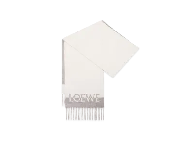 LOEWE Bicolor Scarf In Wool And Cashmere "White/Light Grey"