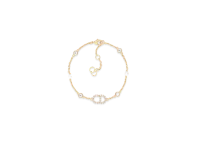 Dior Clair D Lune BRA Bracelet Gold-Finish Metal with White Resin Pearls and White Crystals