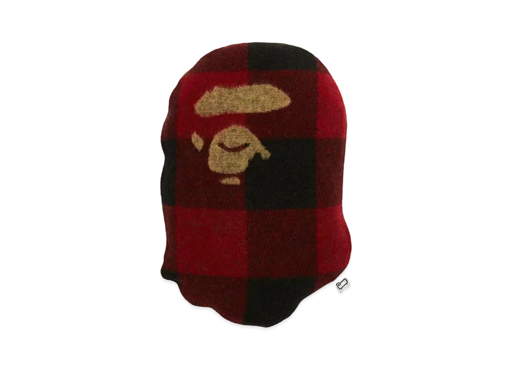A BATHING APE X WOOLRICH APE HEAD CUSHION "Red"