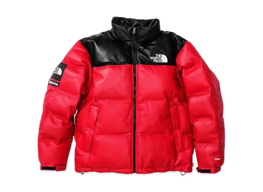 Supreme x The North Face Leather Nuptse Jacket "Red"