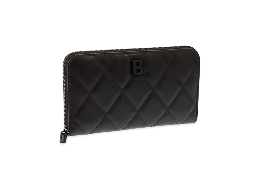 BALENCIAGA B Logo Quilting Zip Around Wallet "Black"
