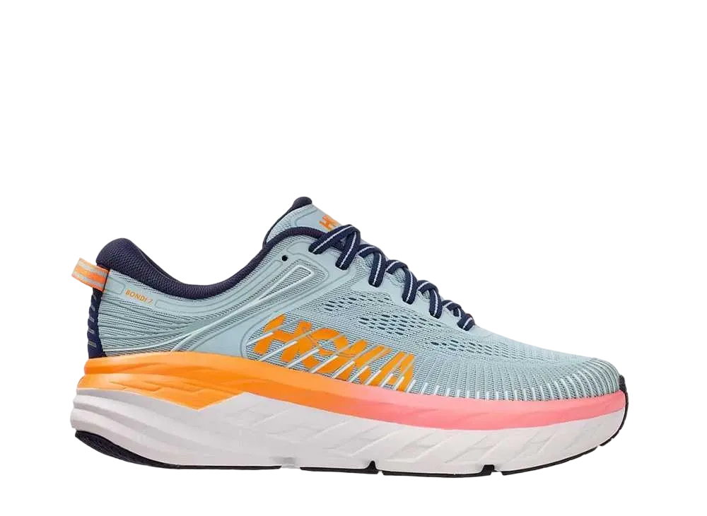 Hoka Women's Bondi 7 "Blue Haze/Orange Pink"