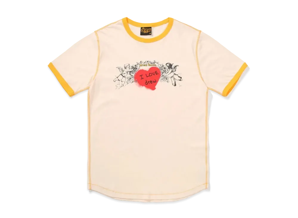 drew house cherub ss ringer tee "Cream/Golden Yellow"