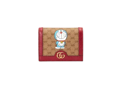 GUCCI x Doraemon GG Supreme Canvas Mini Wallet "Beige/Ebony/Cherry Red"