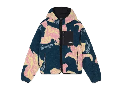 Stussy FLORAL SHERPA HOOD JACKET "Dark Teal"