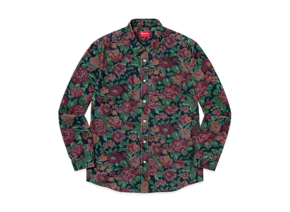 Supreme Digi Floral Corduroy Shirt "Navy"
