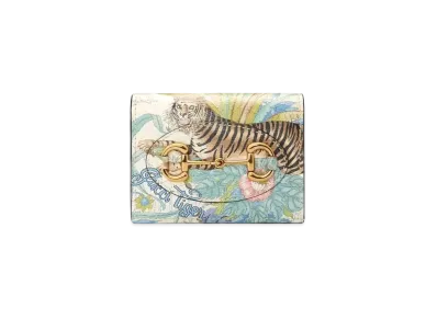 GUCCI Tiger Horsebit 1955 Card Case "Off White"