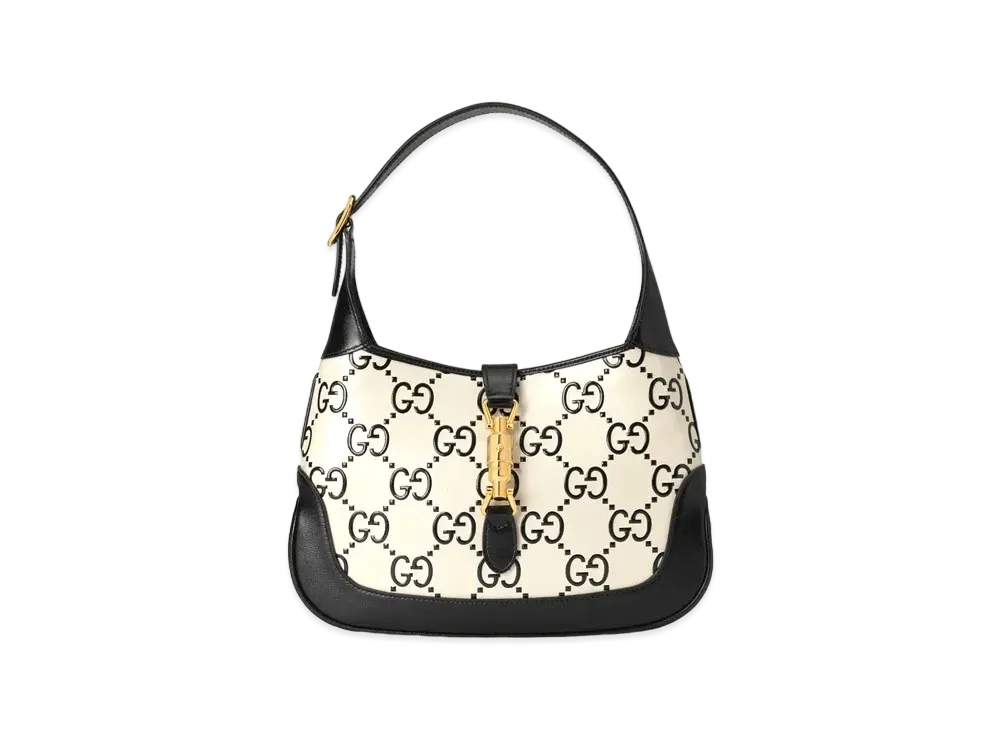 GUCCI Jackie 1961 Small GG Shoulder Bag "Black/White"
