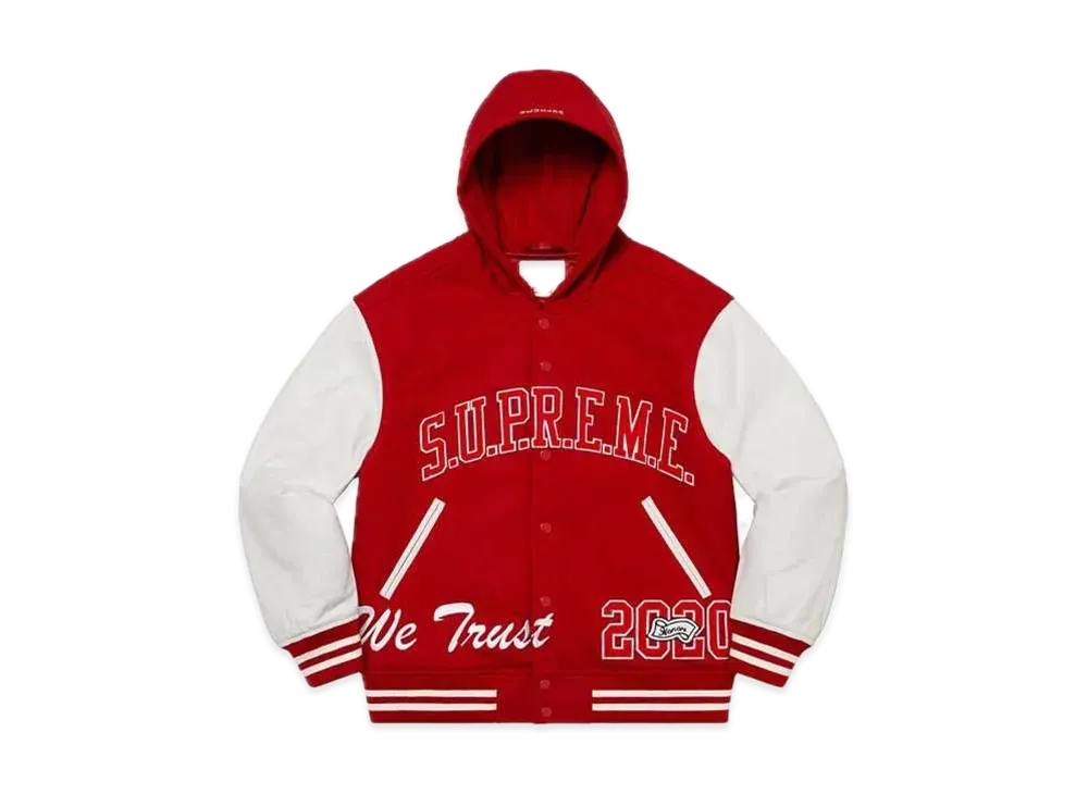 Supreme King Hooded Varsity Jacket "Red"