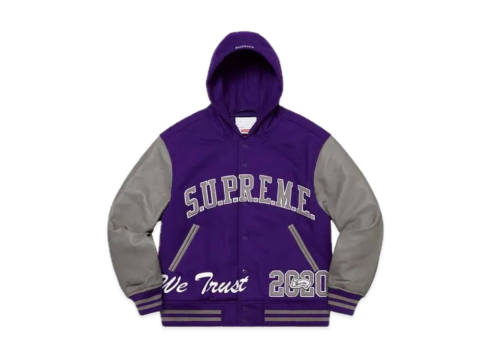 Supreme King Hooded Varsity Jacket "Purple"