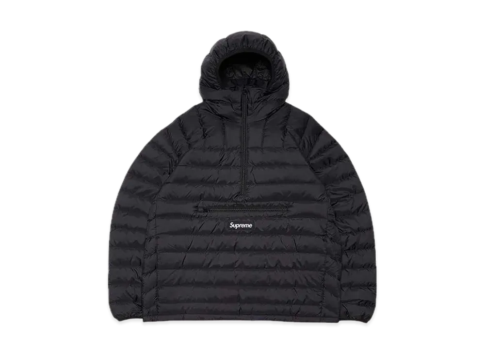 シュプリーム マイクロ ダウン ハーフ ジップ フーディー プルオーバー "ブラック"