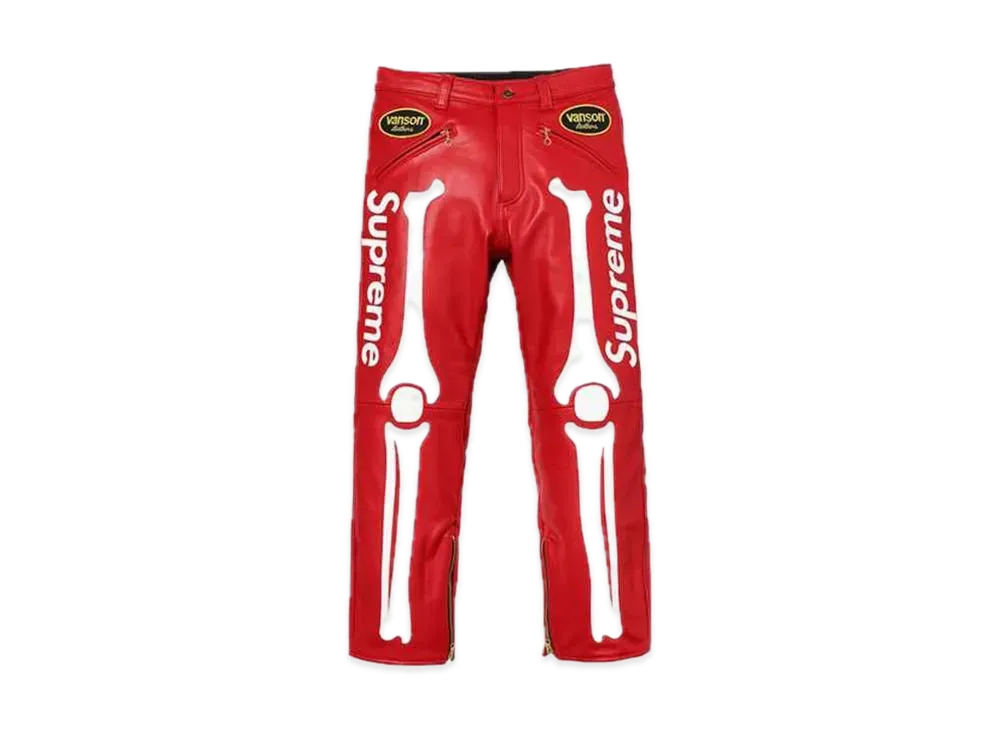 Supreme x Vanson Leather Bones Pant "Red"