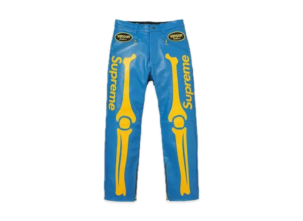 Supreme x Vanson Leather Bones Pant "Blue"