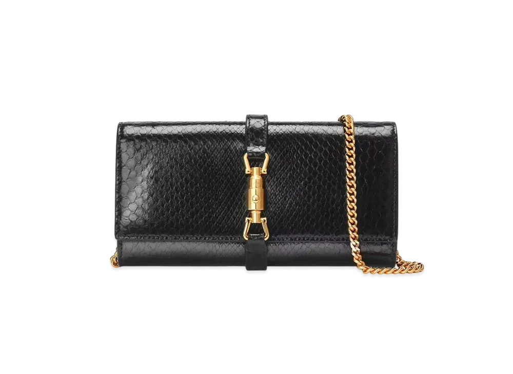 GUCCI Jackie 1961 Python Chain Wallet "Black"