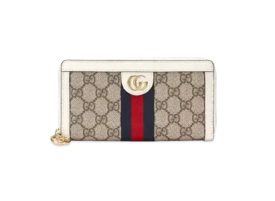 GUCCI Ophidia Zip Around Wallet with Web "Beige"