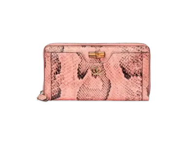 GUCCI Diana Python Zip Around Wallet "Dusty Rose"