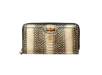 GUCCI Diana Python Zip Around Wallet "Natural"