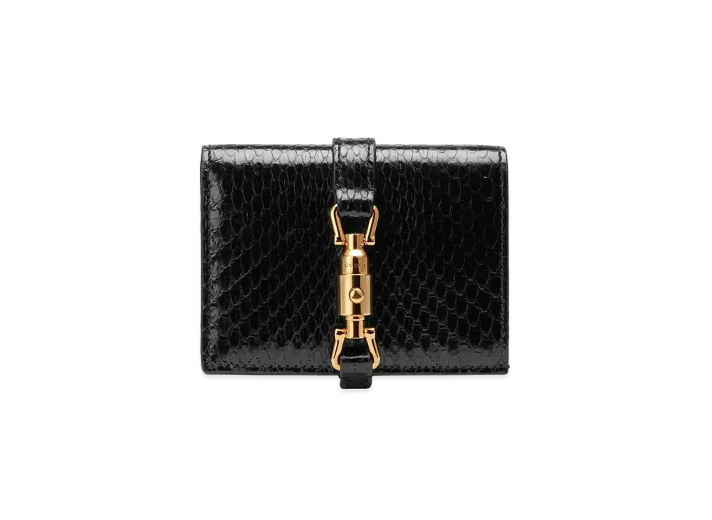 GUCCI Jackie 1961 Python Card Case Wallet "Black"