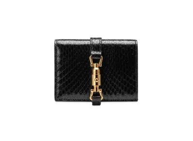 GUCCI Jackie 1961 Python Card Case Wallet "Black"