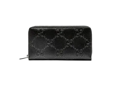 GUCCI GG Embossed Zip Around Wallet "Black"