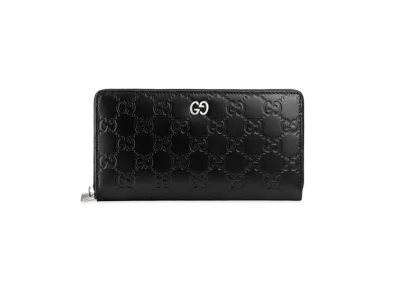 GUCCI Signature Leather Zip Around Wallet "Black"