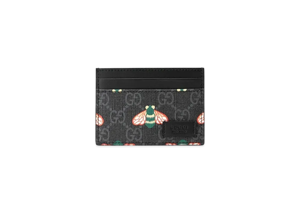 GUCCI Bestiary Card Case with Bees "Black"