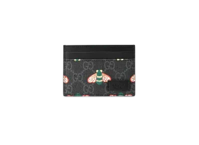 GUCCI Bestiary Card Case with Bees "Black"