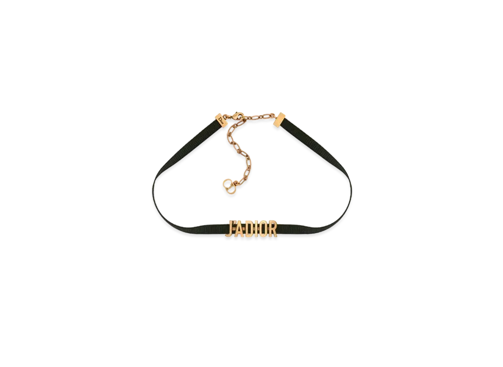 ディオール J'ADIOR チョーカー メタル & グログランリボン "アンティークゴールド"