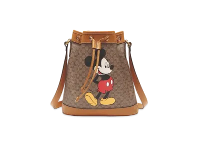 GUCCI x Disney GG Supreme Mickey Mouse Small Bucket Bag "Brown"