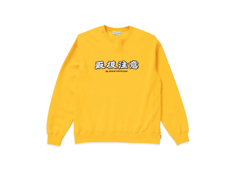 BlackEyePatch HANDLE WITH CARE CREW SWEAT "Yellow"