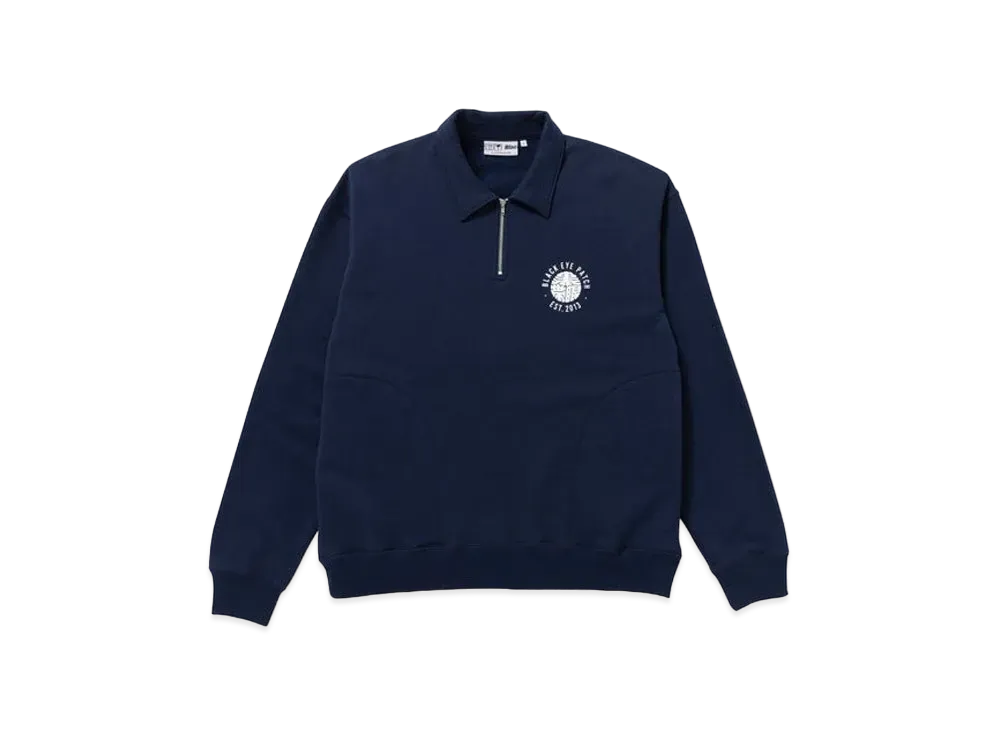 BlackEyePatch KAMON HALF ZIP CREW SWEAT "Navy"