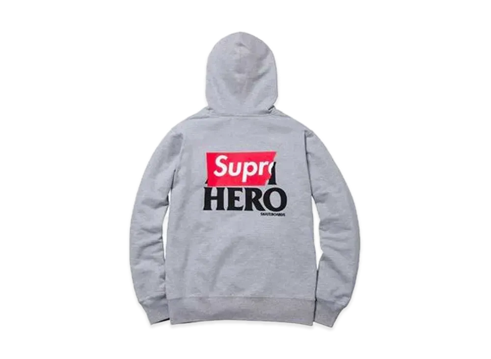 シュプリーム アンタイヒーロ バック ロゴ ジップ アップ スウェットシャツ "グレー"