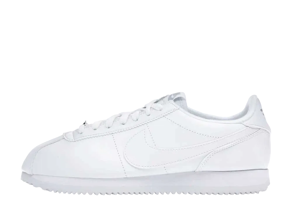 Nike Cortez Basic Leather "White/White-Wolf Grey-Mtllc Silver"