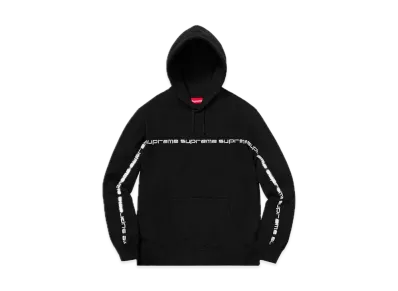 Supreme Text Stripe Hooded Sweatshirt "Black"