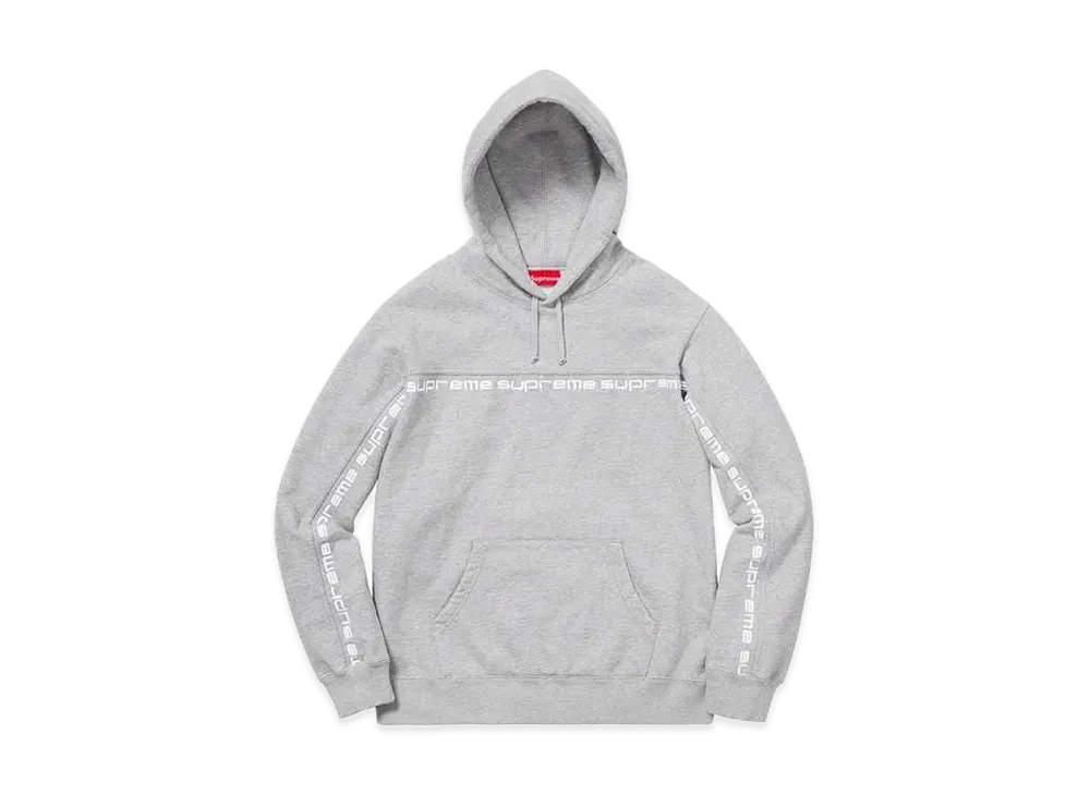 Supreme Text Stripe Hooded Sweatshirt "Heather Grey"
