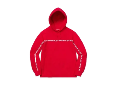 Supreme Text Stripe Hooded Sweatshirt "Red"