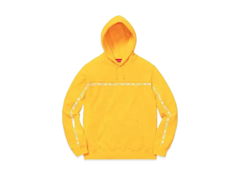 Supreme Text Stripe Hooded Sweatshirt "Yellow"