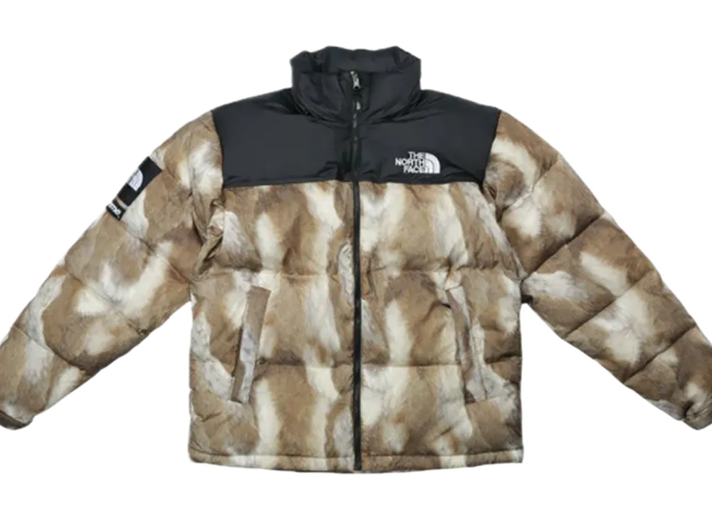 Supreme x The North Face Fur Print Nuptse Jacket "Brown"