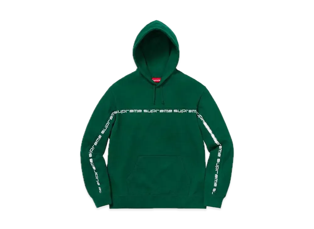 Supreme Text Stripe Hooded Sweatshirt "Dark Green"