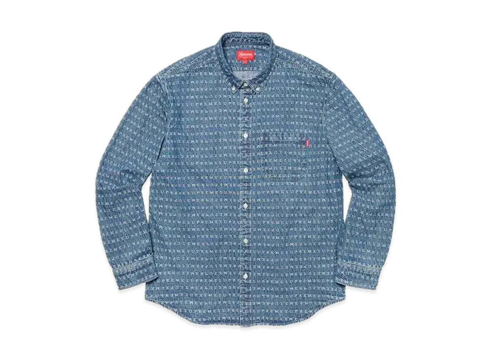 シュプリーム ジャカード ロゴ デニム シャツ "ブルー"