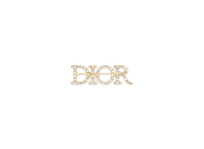 Dior DIO(R)EVOLUTION Brooch Gold-Finish Metal and White Crystals "Gold"