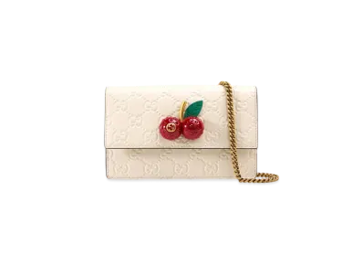 GUCCI Cherry GG Supreme Canvas Minibag "White"