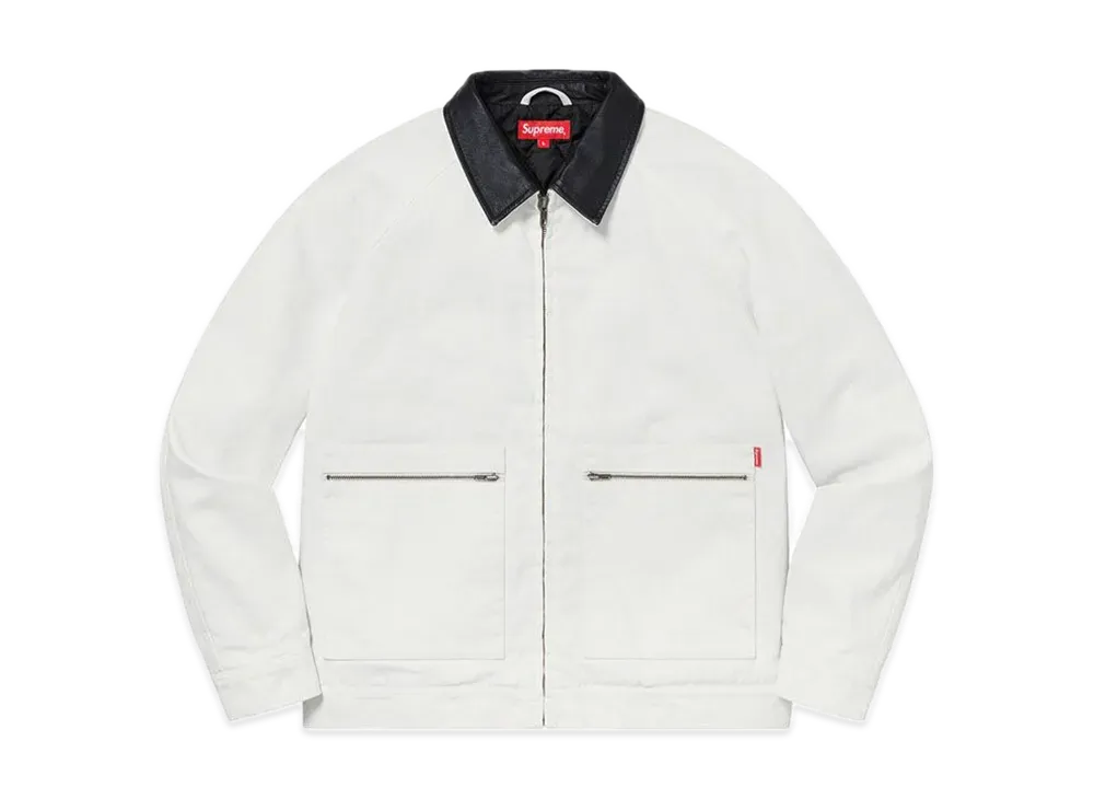 Supreme Leather Collar Work Jacket "Natural"