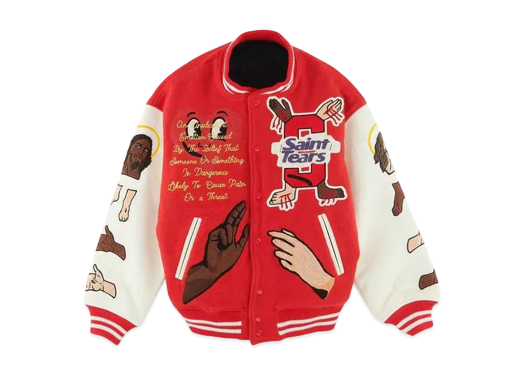 SAINT Mxxxxxx x DENIM TEARS STADIUM JACKET "Red"