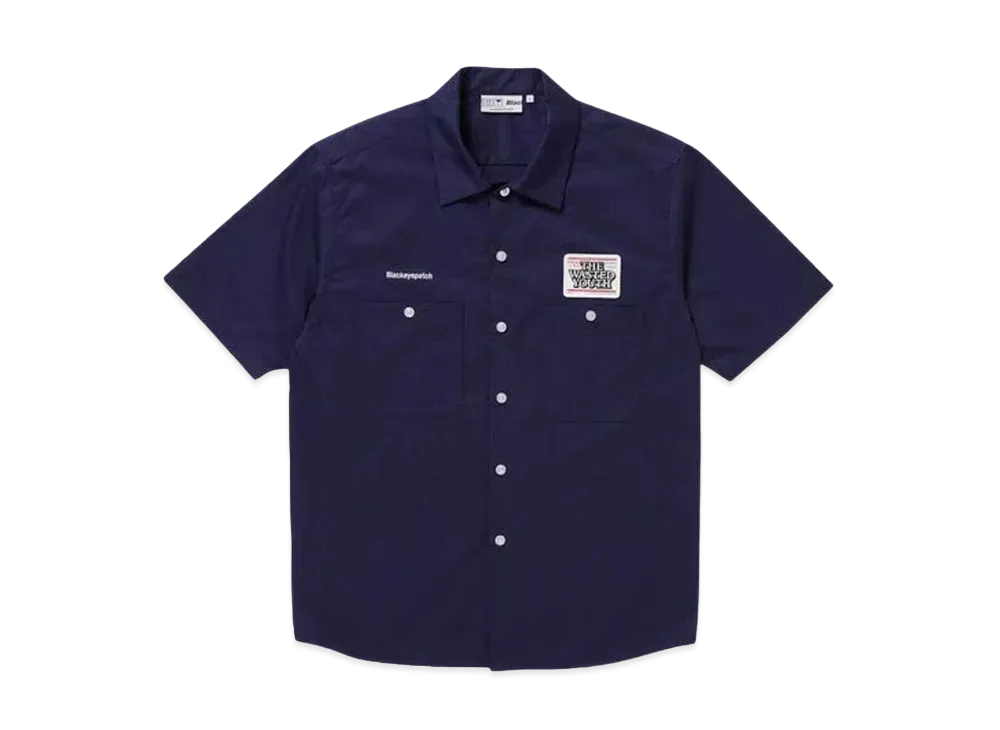 BlackEyePatch x Wasted Youth PRIORITY LABEL S/S WORK SHIRT "Navy" / VERDY