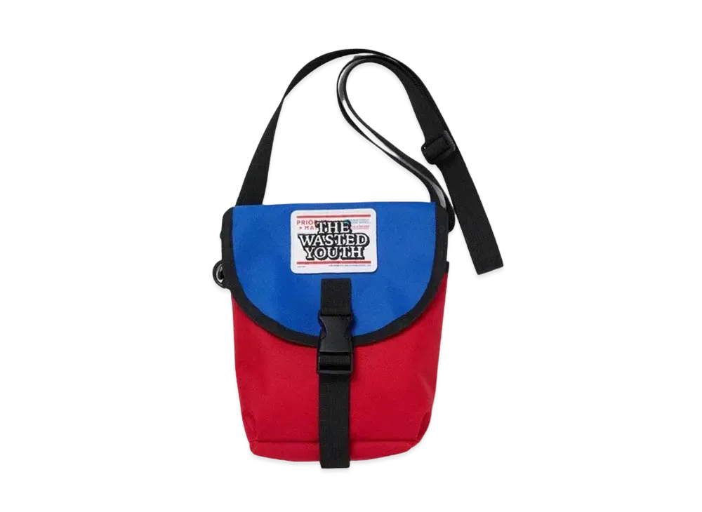 BlackEyePatch x Wasted Youth PRIORITY LABEL SHOULDER BAG "Blue/Red" / VERDY