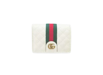 GUCCI Double G Sherry Line Quilting Compact Wallet "White"