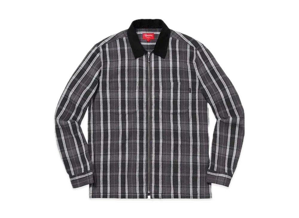 Supreme Plaid Thermal Zip Up Shirt "Black"