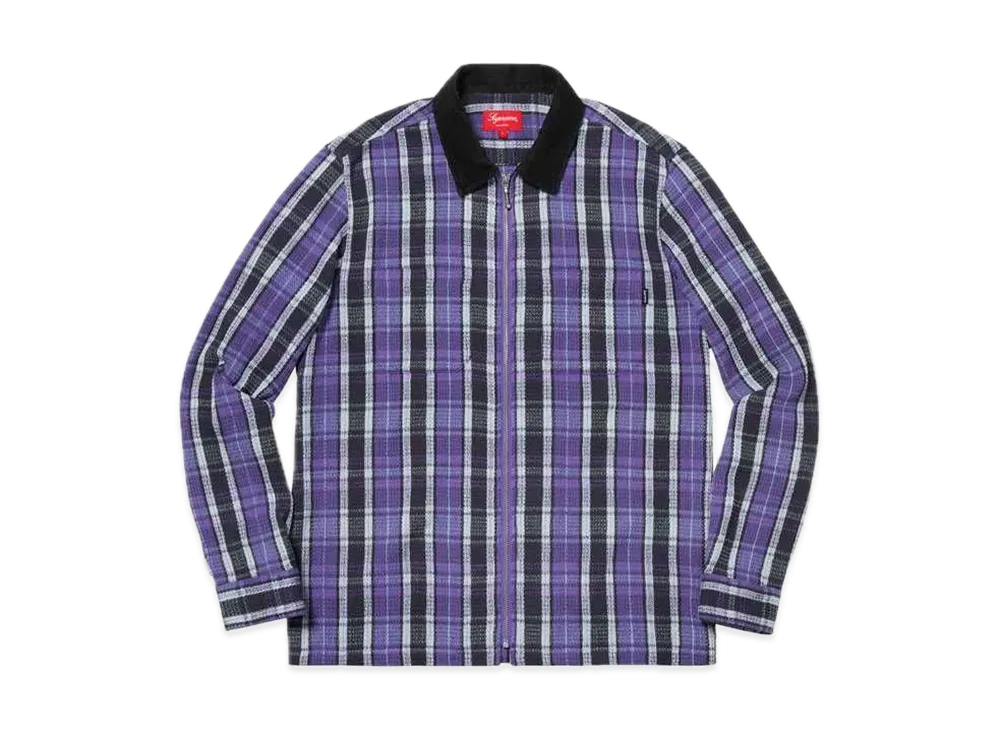 Supreme Plaid Thermal Zip Up Shirt "Purple"