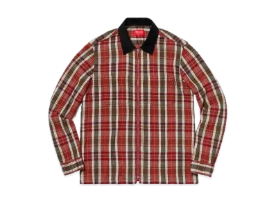 Supreme Plaid Thermal Zip Up Shirt "Dusty Red"